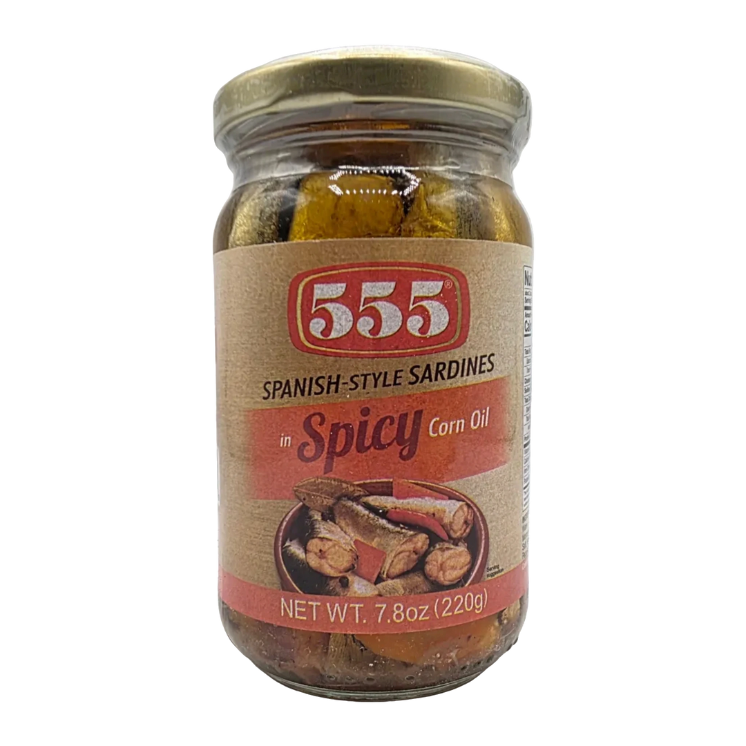 555 Spanish Style Sardines in Spicy Corn Oil - 7.8oz
