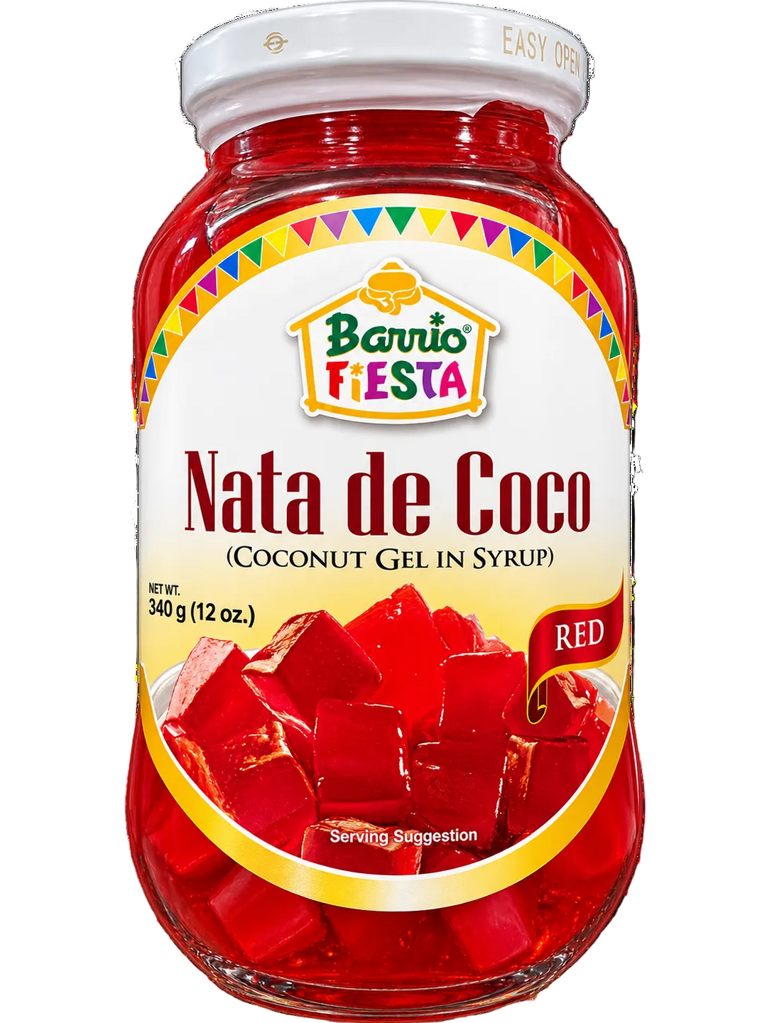 Barrio Fiesta Nata de Coco Red Coconut Gel in Syrup, 12 oz jar