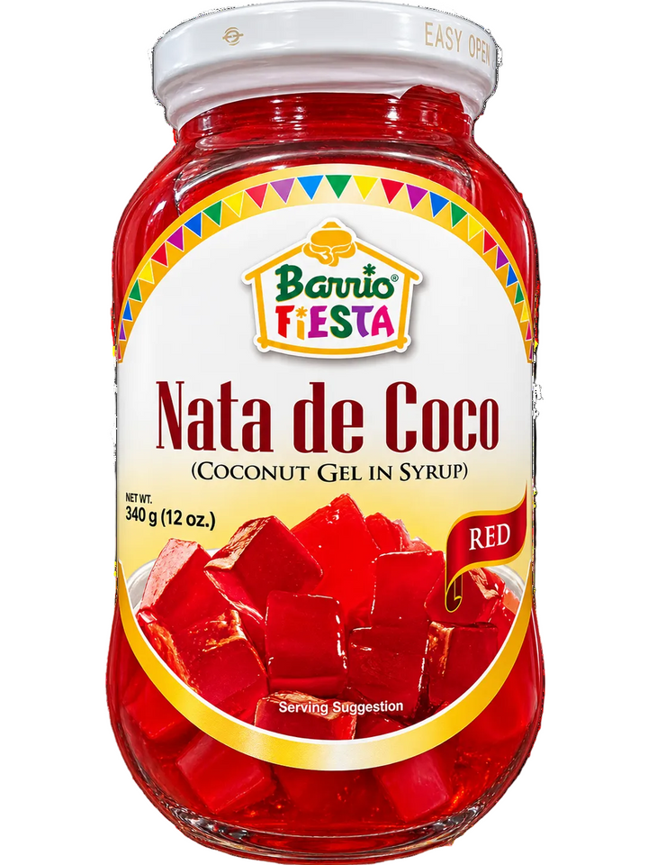 Barrio Fiesta Nata de Coco Red Coconut Gel in Syrup, 12 oz jar