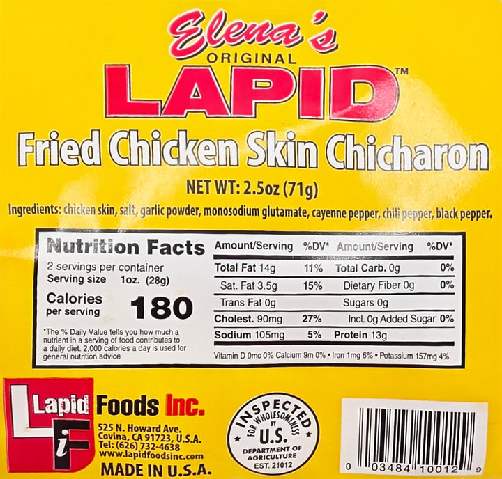 Elena's Original Lapid Fried Chicken Skin - 2.5oz