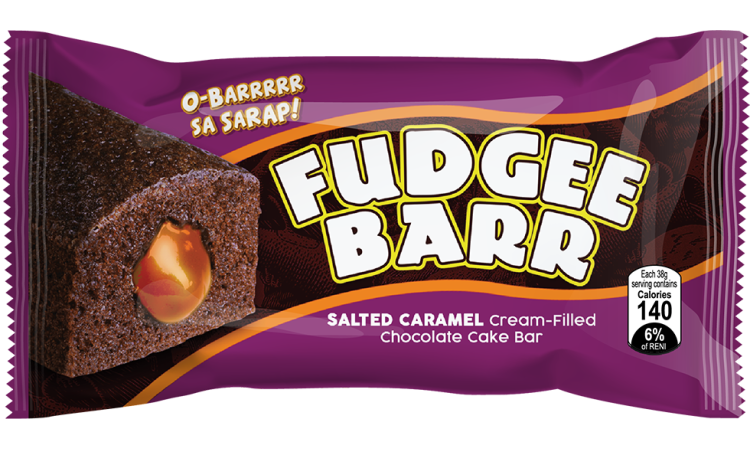 Rebisco Fudgee Barr Salted Caramel Cream Filled Chocolate Cake Bar 10 x 40g - 400g