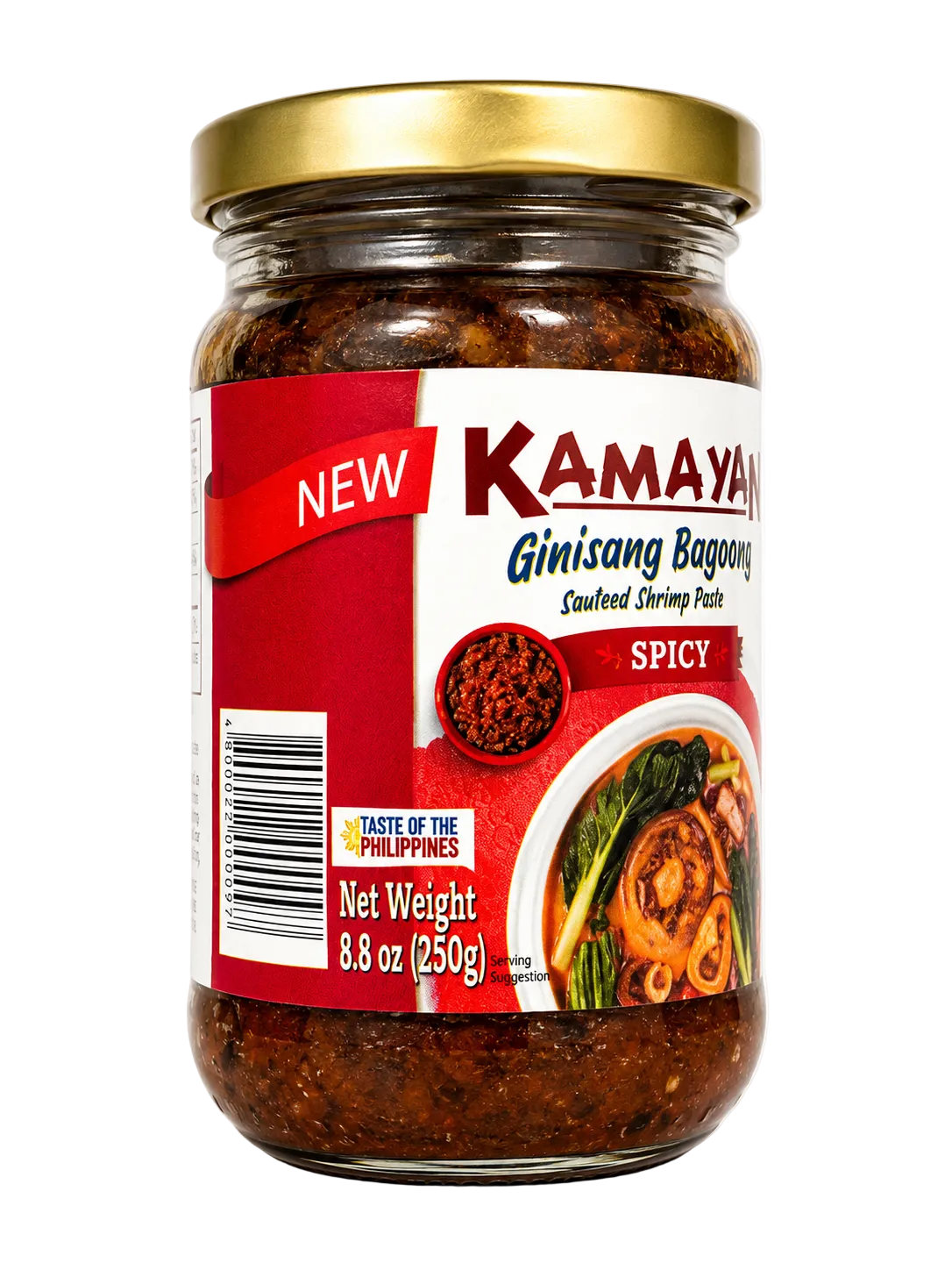 A jar of Kamayan Ginisang Baguay Spicy Scalloped Shrimp Pasta 