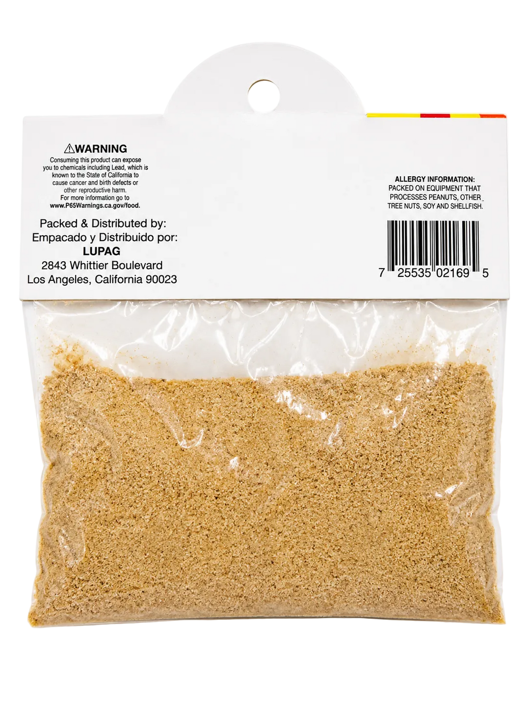 A clear plastic bag filled with light tan wood shavings or sawdust, sealed with a white cardboard header card that includes a barcode and printed company text. The product is photographed against a plain white background.
