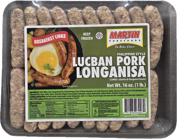Martin Purefoods Breakfast Links Lucban Pork Longanisa - 16oz