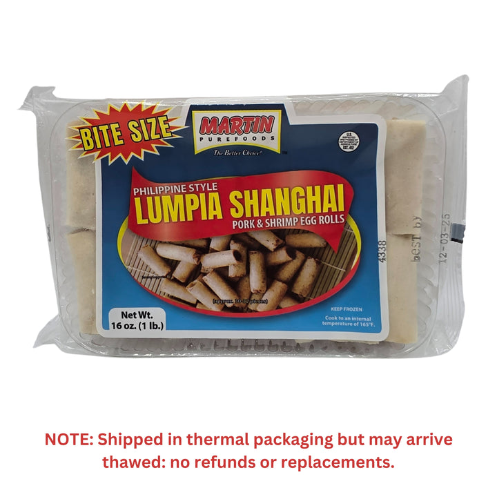 Martin Purefoods Lumpia Shanghai Pork & Shrimp Egg Rolls Bite Size - 1lb