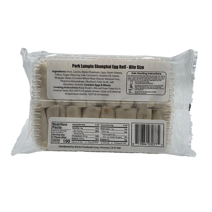 Martin Purefoods Lumpia Shanghai Pork Egg Rolls Bite Size - 1lb