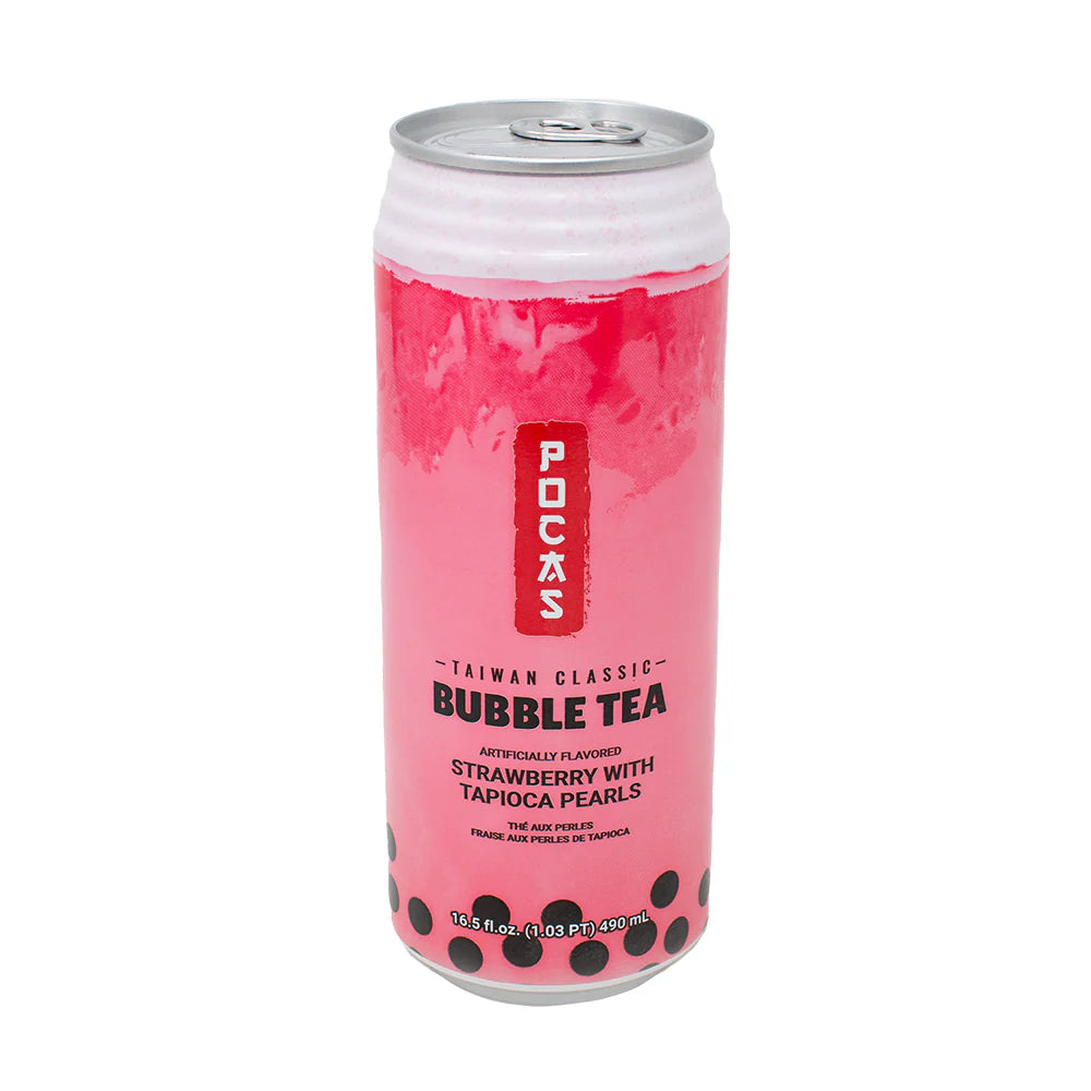 Pocas Bubble Tea Strawberry with Tapioca Pearls - 16.5 fl oz