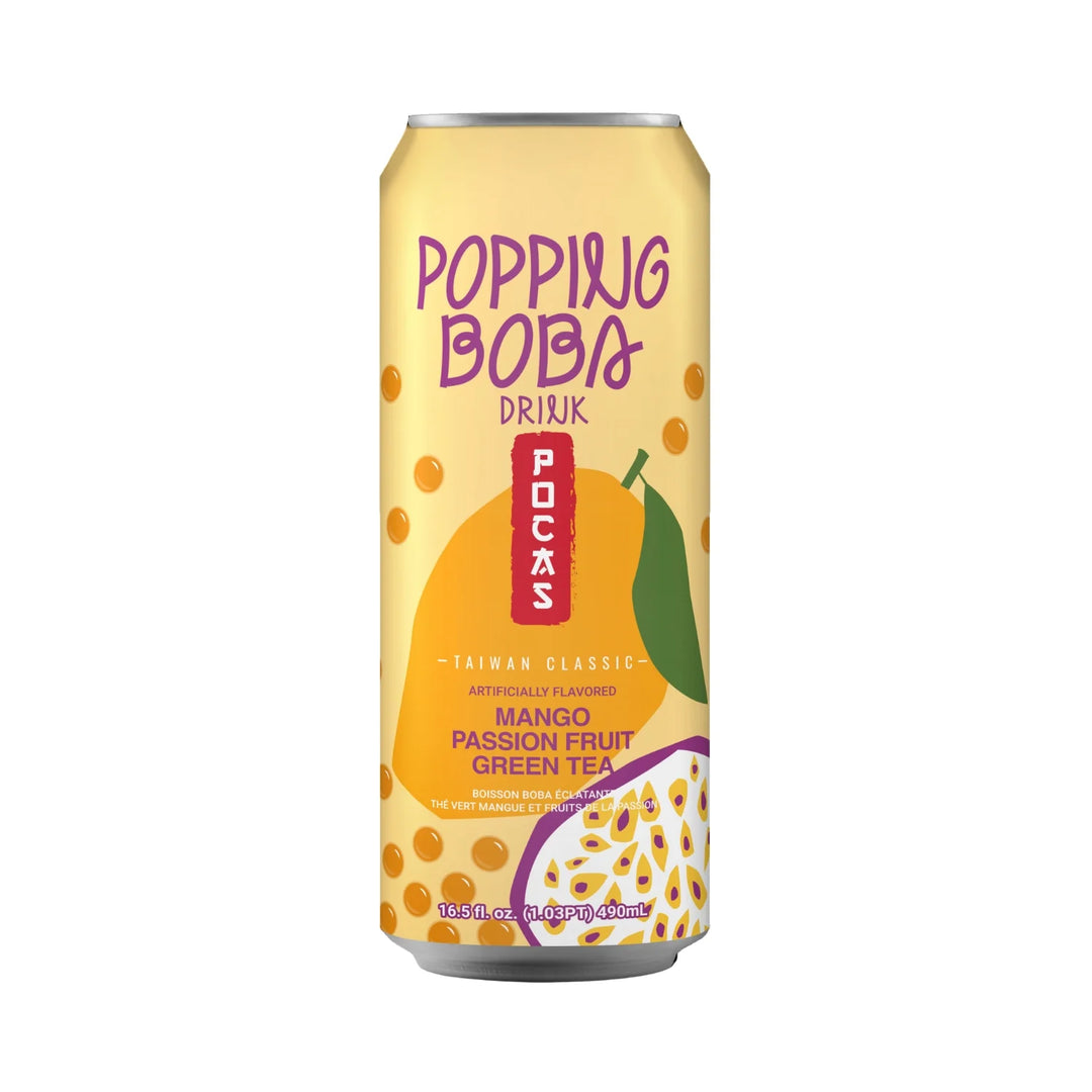 Pocas Popping Boba Drink Mango Passion Fruit Grean Tea - 16.5 fl oz