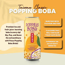 Pocas Popping Boba Drink Mango Passion Fruit Grean Tea - 16.5 fl oz