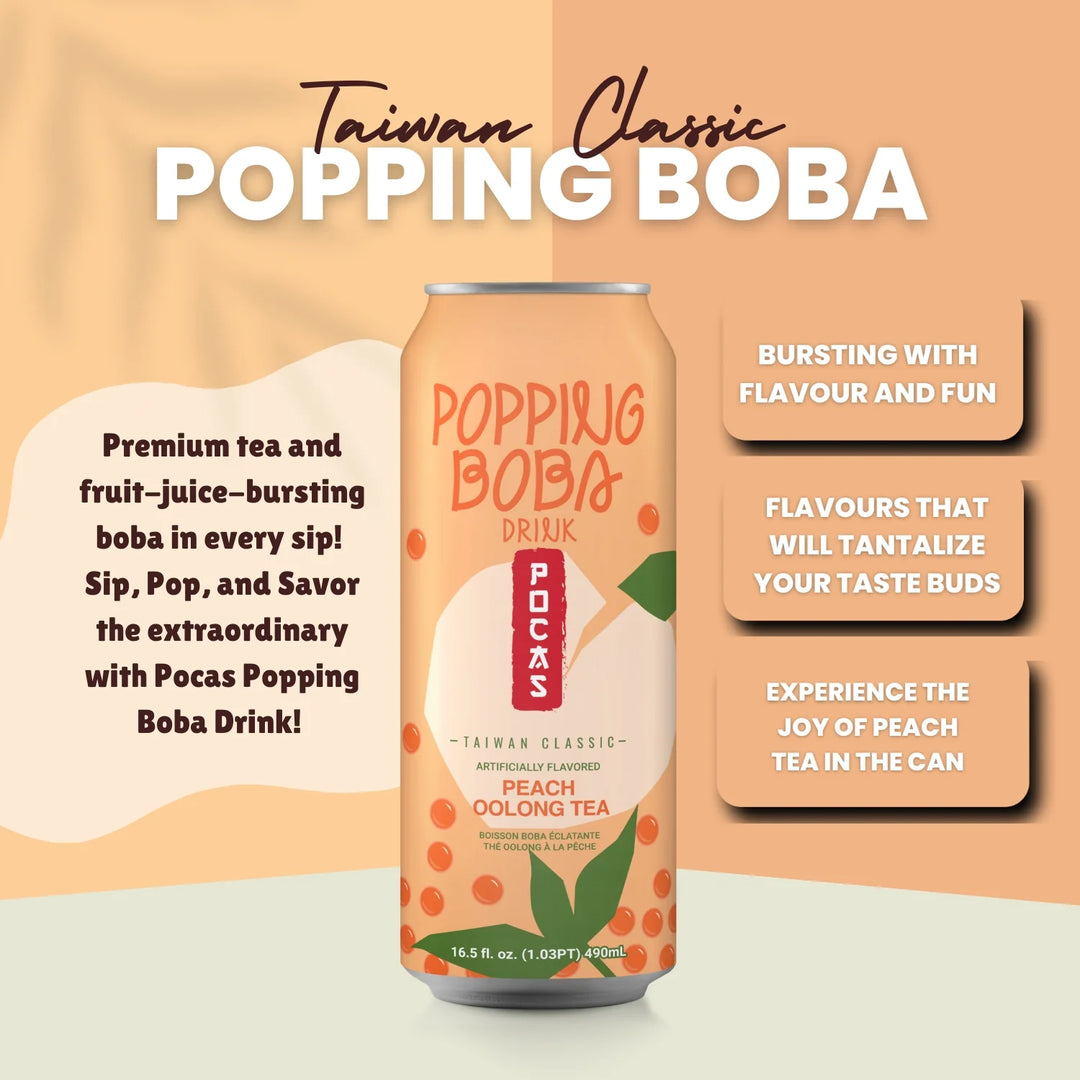 Pocas Popping Boba Drink Peach Oolong Tea - 16.5 fl oz