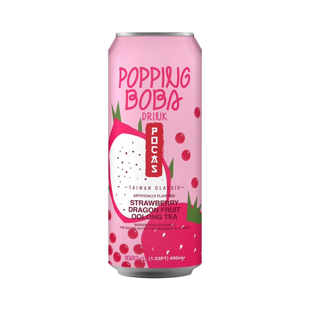 Pocas Popping Boba Drink Strawberry Dragon Fruit Oolong Tea - 16.5 fl oz