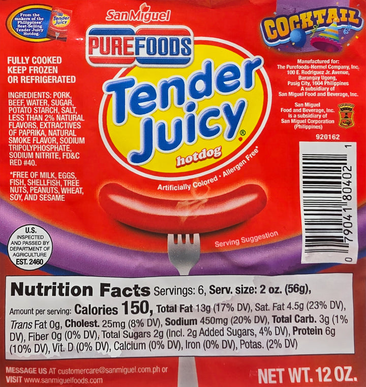Purefoods Tender Juicy Hotdog Cocktail - 12 oz