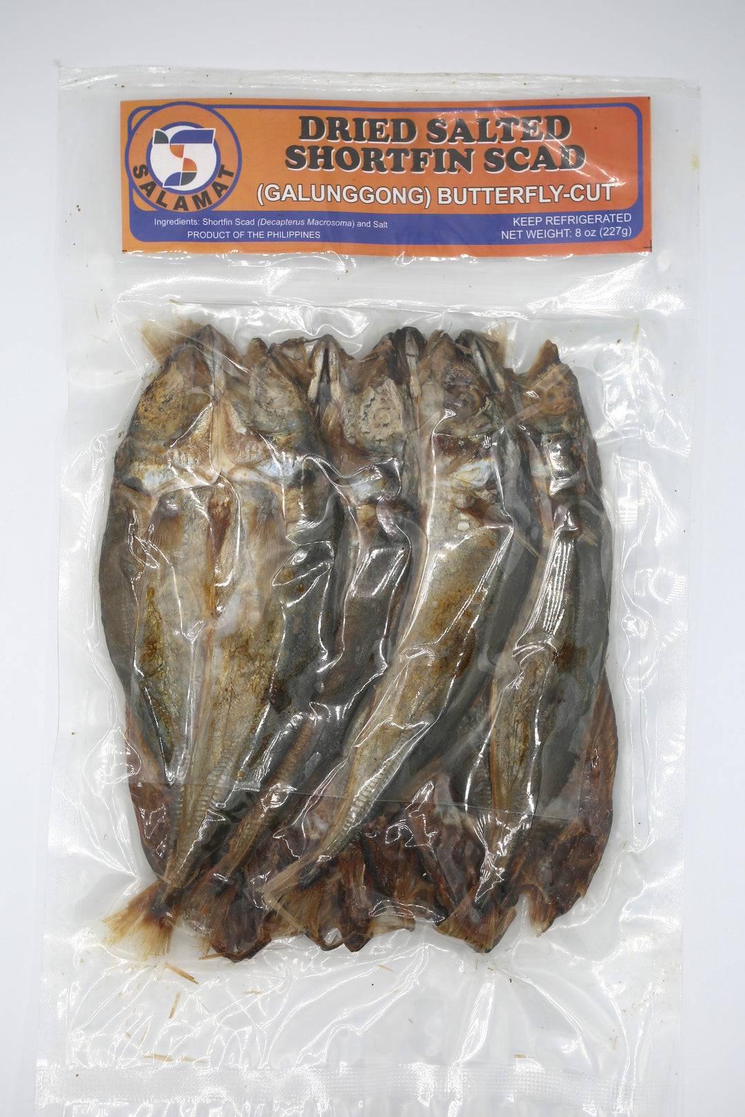 Salamat Dried Salted Shortfin Scad (Galunggong) Butterfly-Cut - 8oz