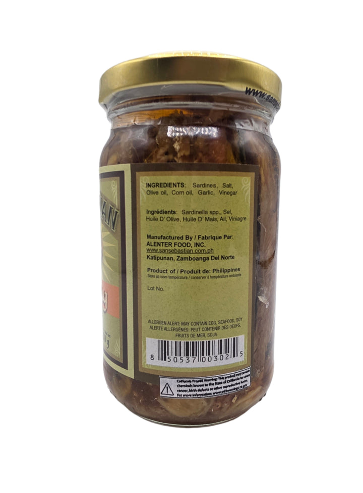 San Sebastian Sardines Dried Herring with Garlic in Olive Oil - 220g