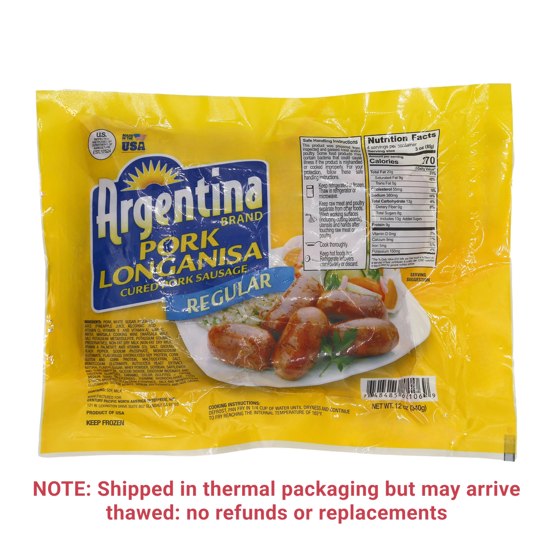 Argentina Brand Pork Longanisa Regular - 12oz