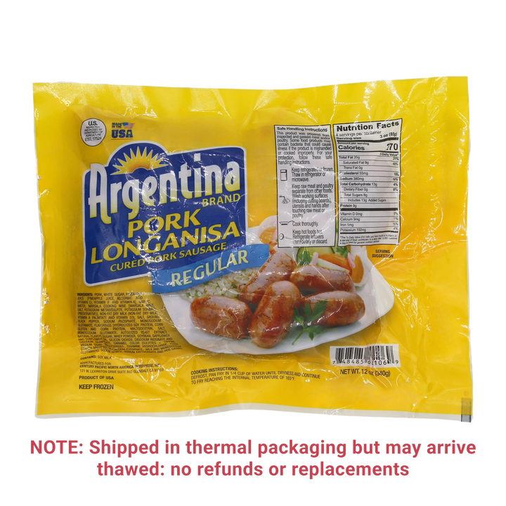 Argentina Brand Pork Longanisa Regular - 12oz