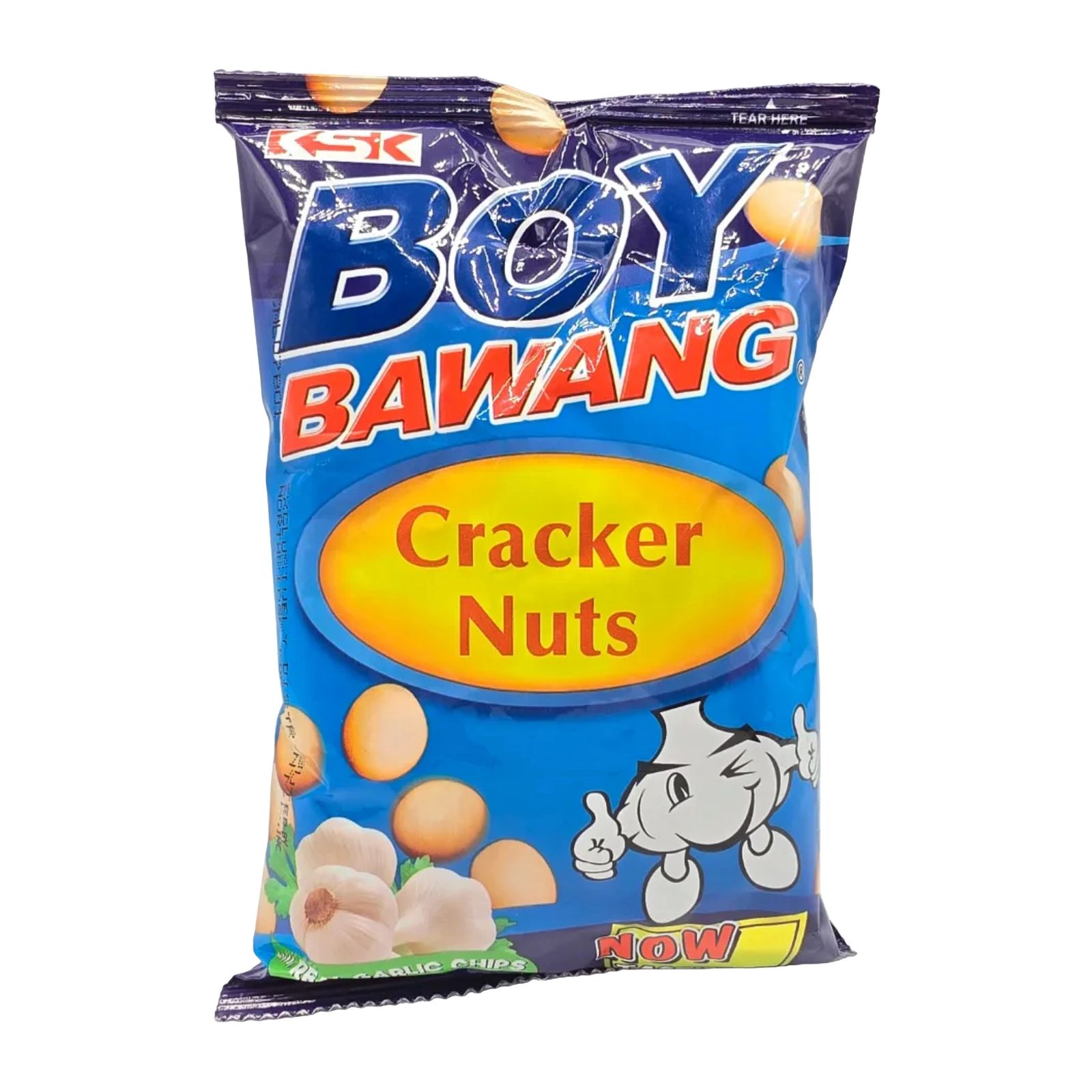 Boy Bawang Cracker Nuts w/ Real Garlic Chips - 100g on a transparent background