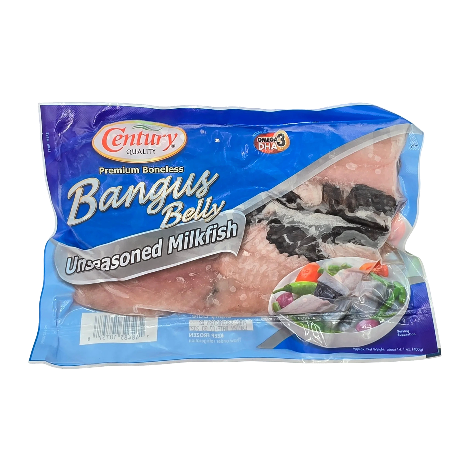 Century Quality Premium Boneless Bangus Belly Unseasoned Milkfish - 14.1 oz on a transparent background