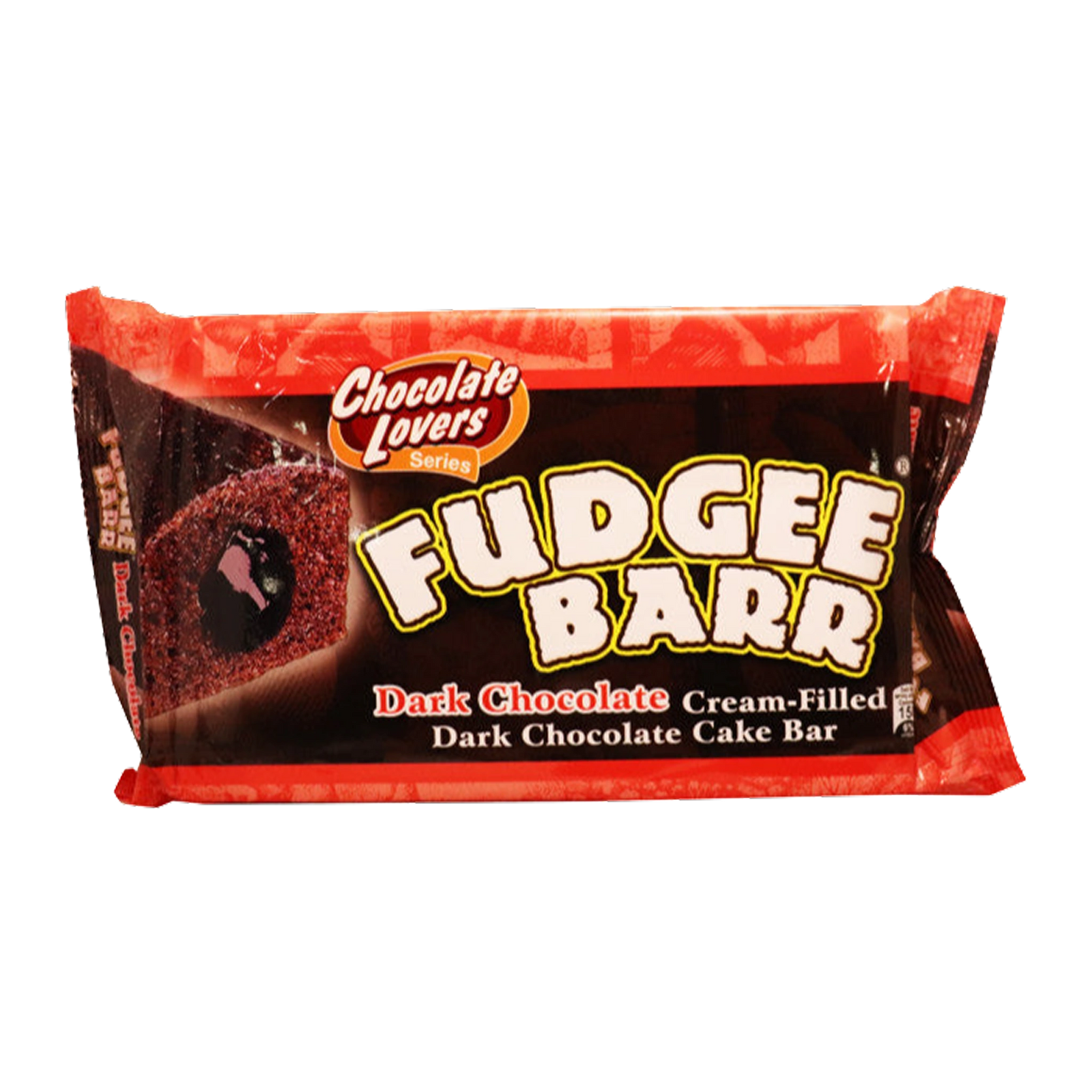 Fudgee Barr - Dark Chocolate Cream-Filled Cake Bar 10pc - 40g on a transparent background