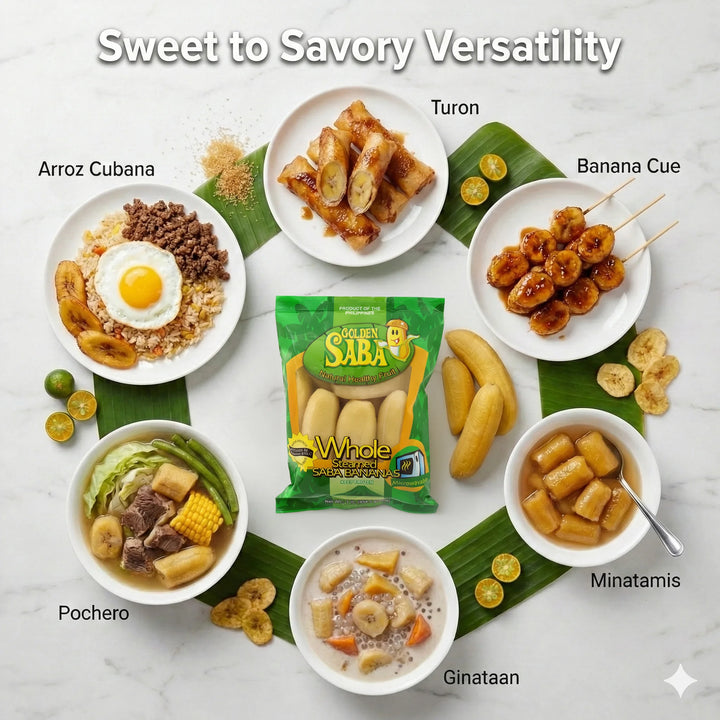 Golden Saba Whole Steamed Saba Bananas - 1lb