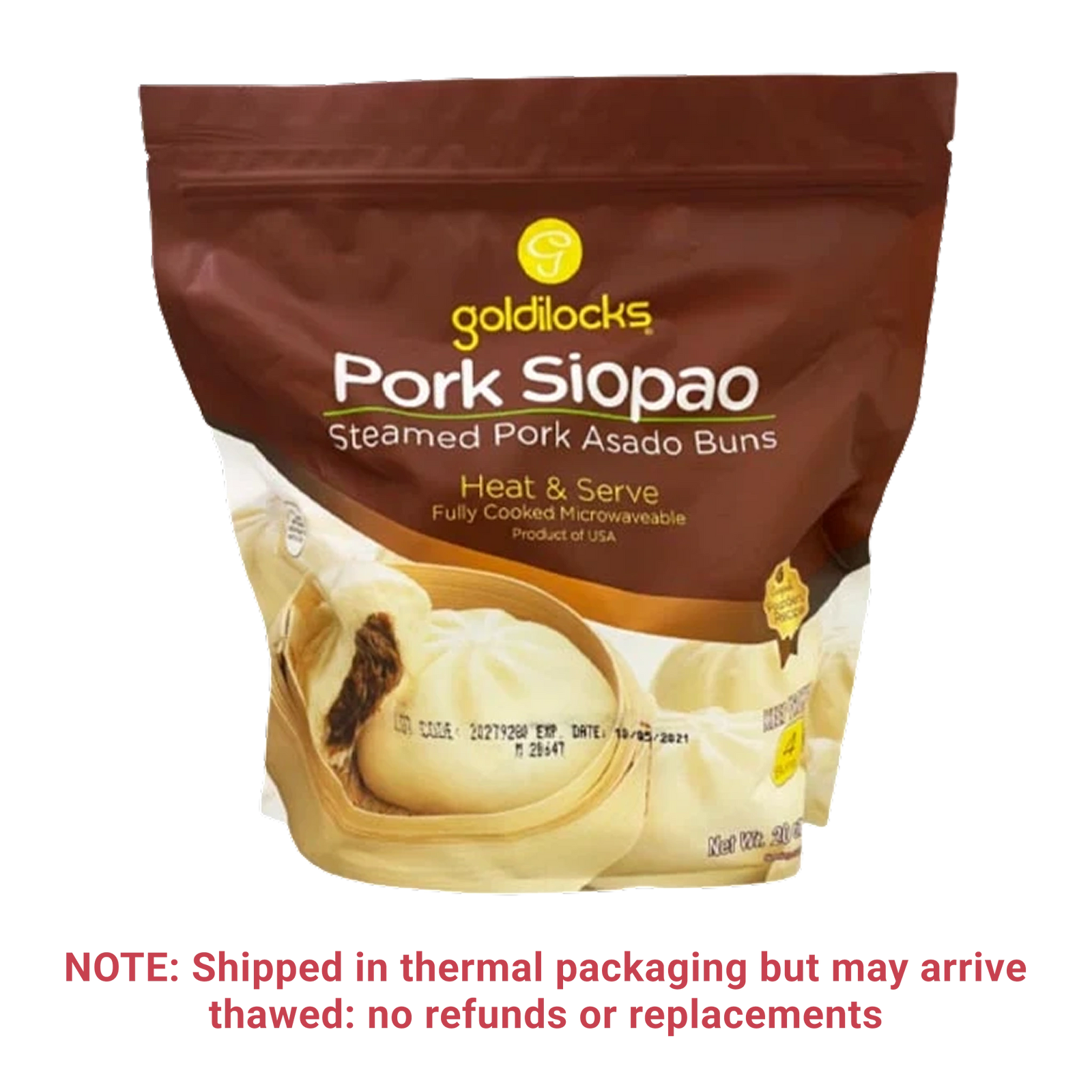 Goldilocks Pork Siopao Steamed Pork Asado Buns - 4 BUNS on a transparent background