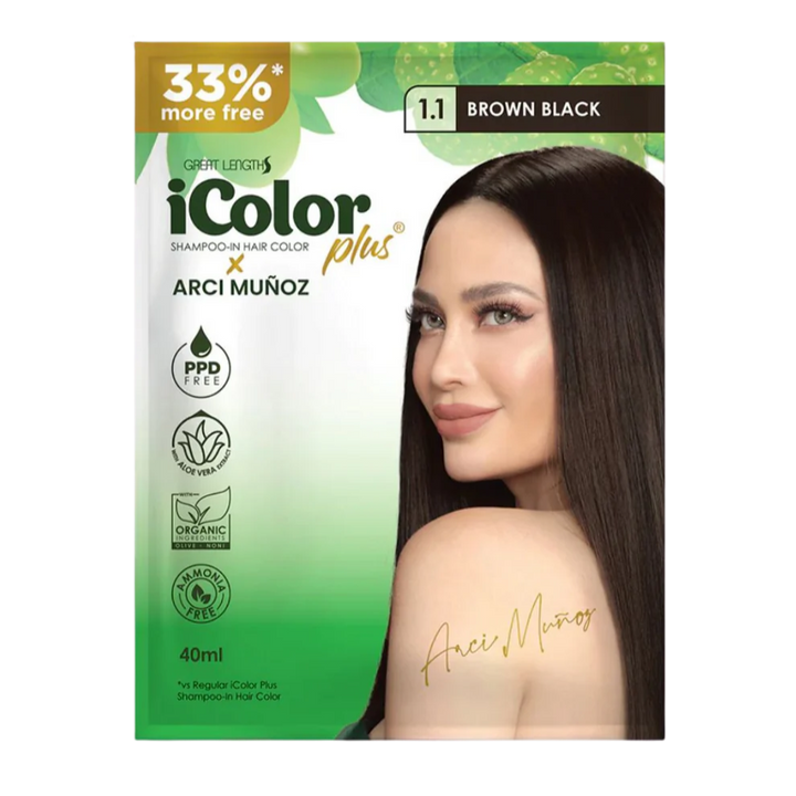 iColor Plus Shampoo-In Hair Color 1.1 Brown Black - 40mL