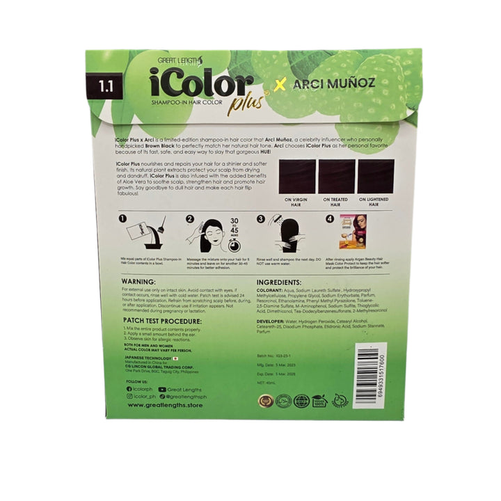 iColor Plus Shampoo-In Hair Color 1.1 Brown Black - 40mL