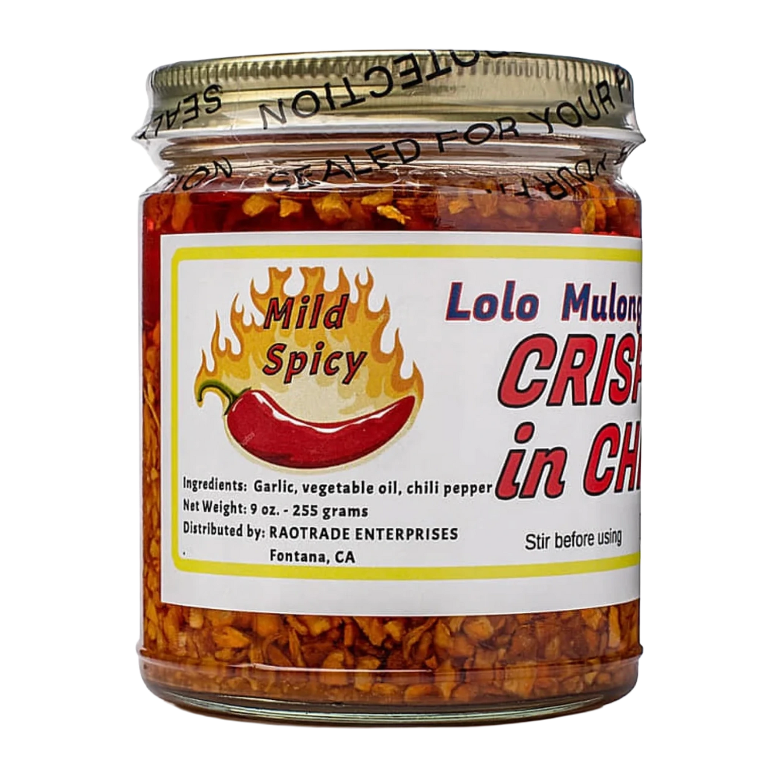 Lolo Mulong's Crispy Garlic in Chili Oil Mild Spicy - 9oz on a transparent background
