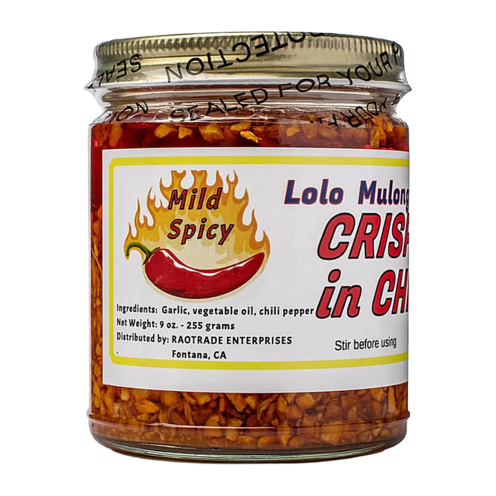 Lolo Mulong's Crispy Garlic in Chili Oil Mild Spicy - 9oz on a transparent background