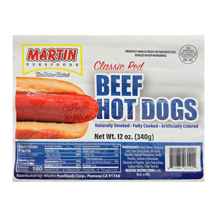 Martin Purefoods Classic Red Beef Hotdogs - 340g