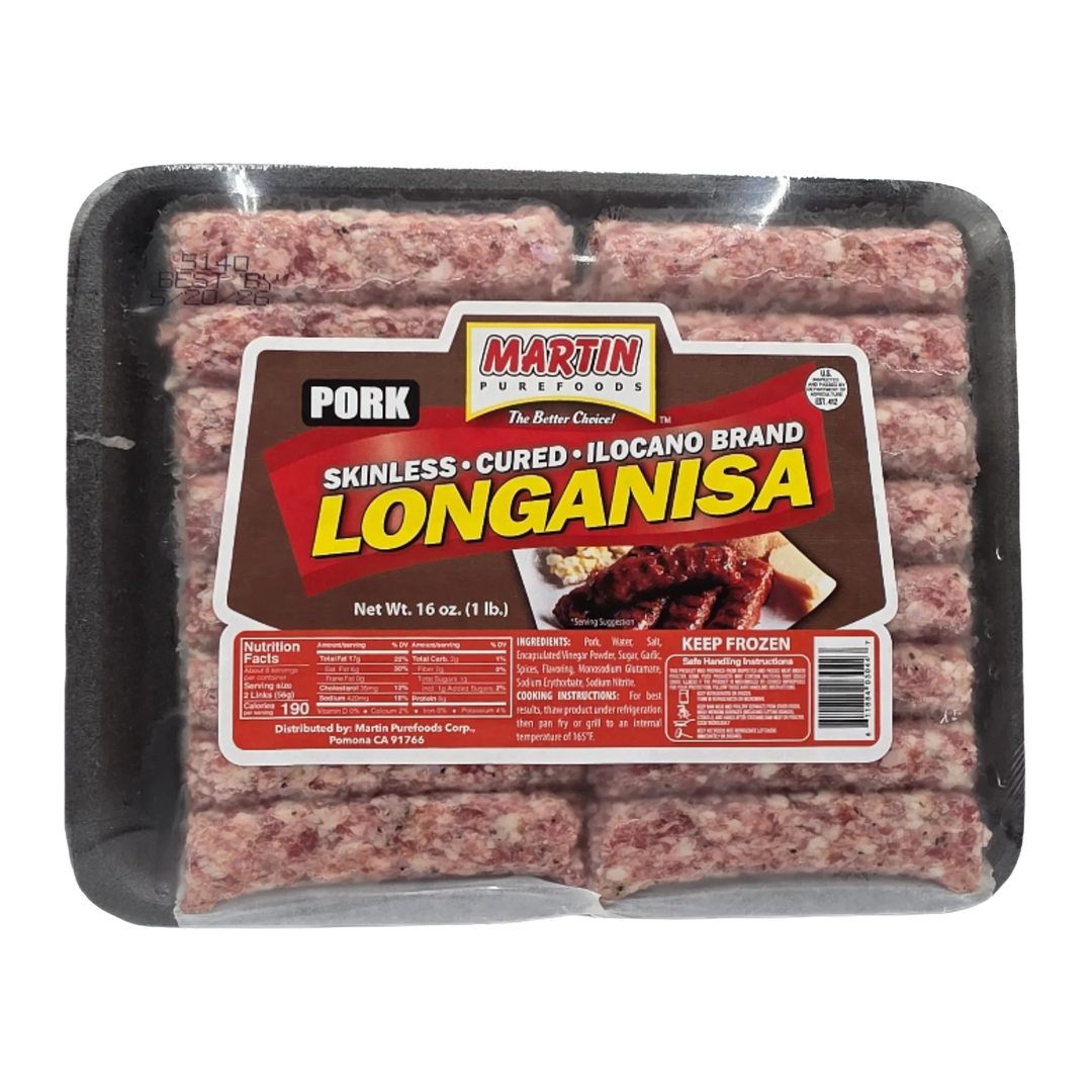 Martin Purefoods Pork Skinless Cured Ilocano Brand Longanisa - 16oz