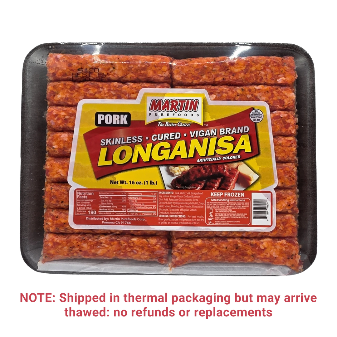 Martin Purefoods Pork Skinless Cured Vigan Brand Longanisa - 16oz