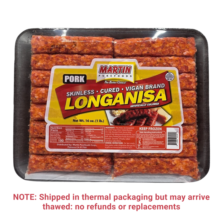 Martin Purefoods Pork Skinless Cured Vigan Brand Longanisa - 16oz