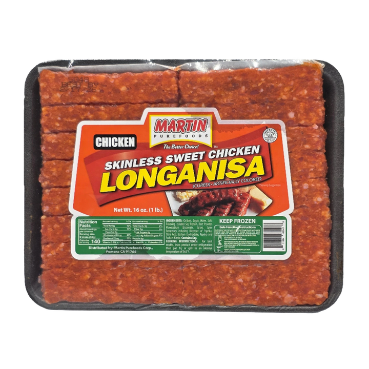 Martin Purefoods Skinless Sweet Chicken Longanisa - 16oz on a transparent background