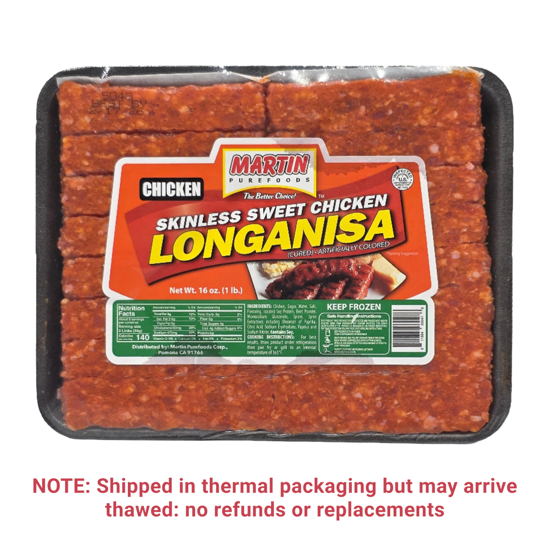 Martin Purefoods Skinless Sweet Chicken Longanisa - 16oz