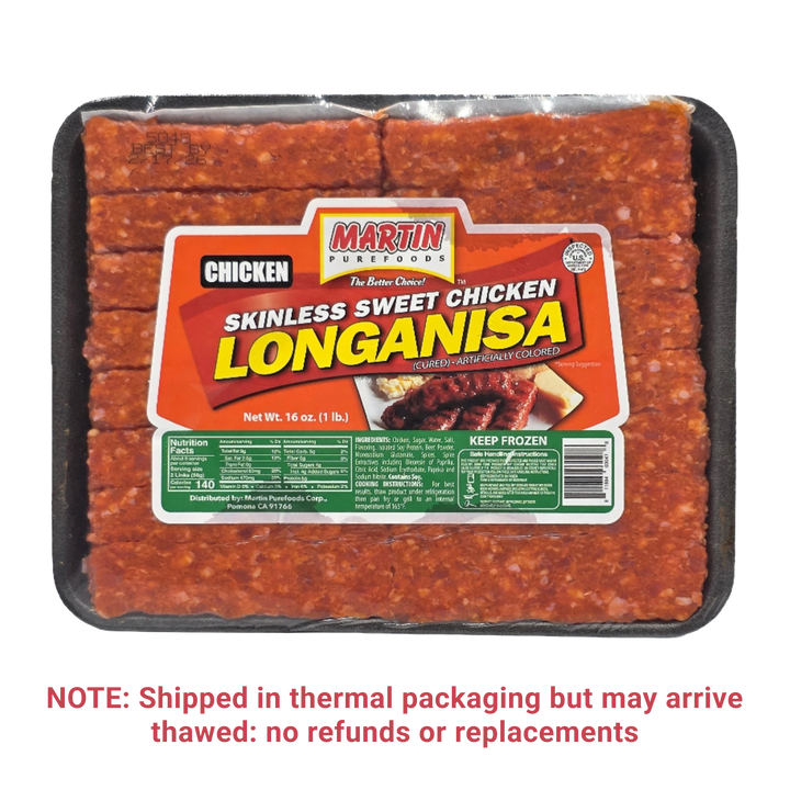 Martin Purefoods Skinless Sweet Chicken Longanisa - 16oz