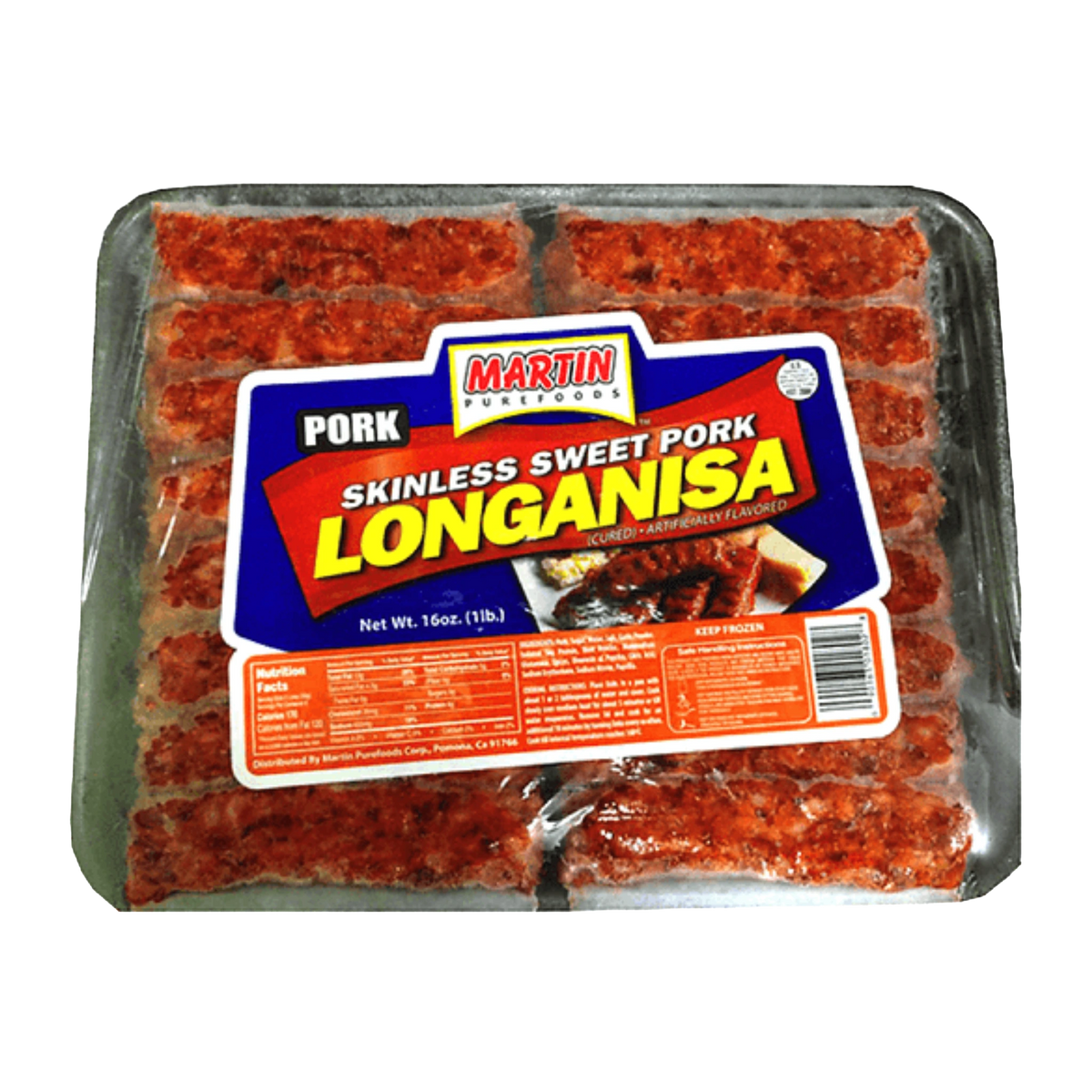 Martin Purefoods Skinless Sweet Pork Longanisa - 16 oz on a transparent background