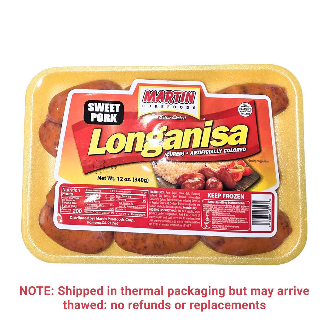 Martin Purefoods Sweet Pork Longanisa - 12 oz