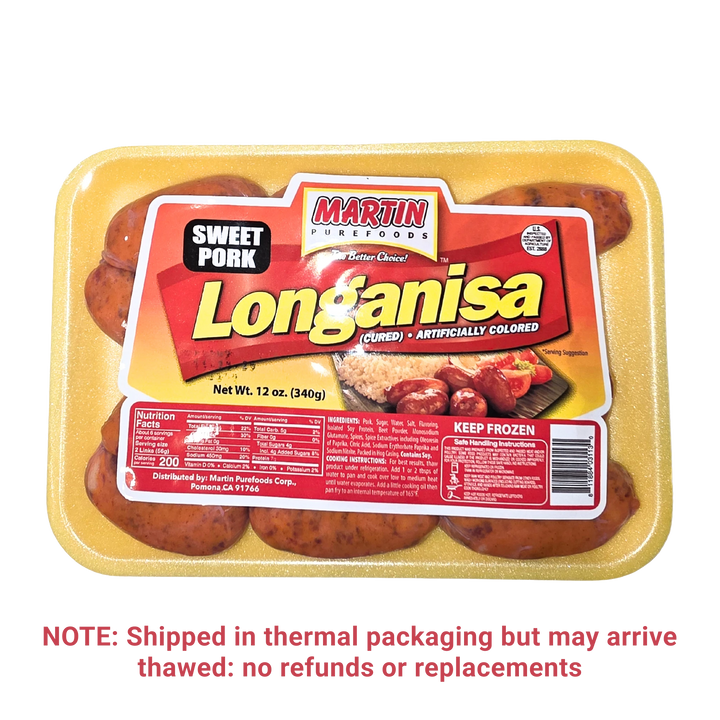 Martin Purefoods Sweet Pork Longanisa - 12 oz