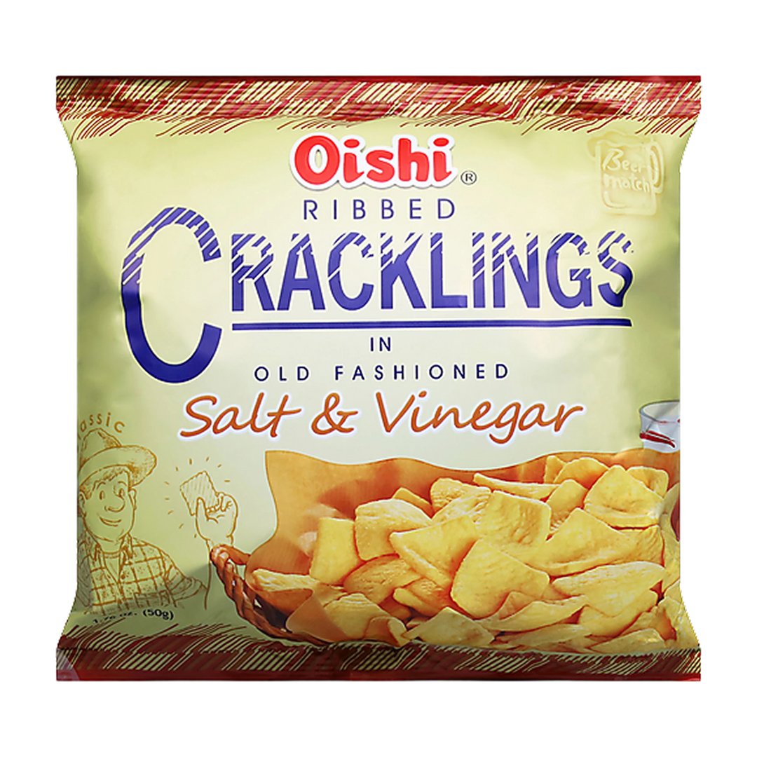 Oishi Ribbed Cracklings in Old Fashioned Salt & Vinegar - 50g