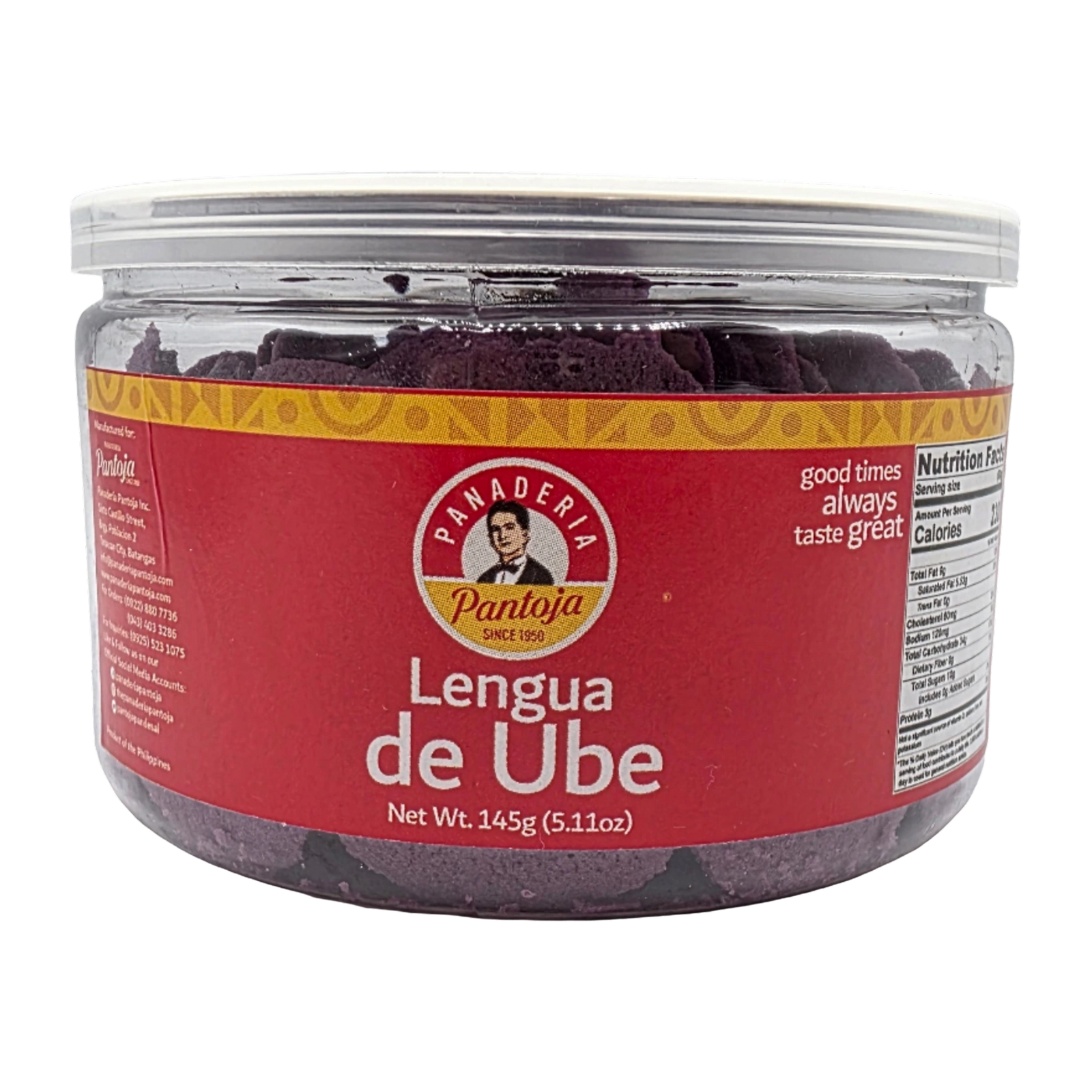 Pantoja Lengua de Gato Ube - 145g on a transparent background