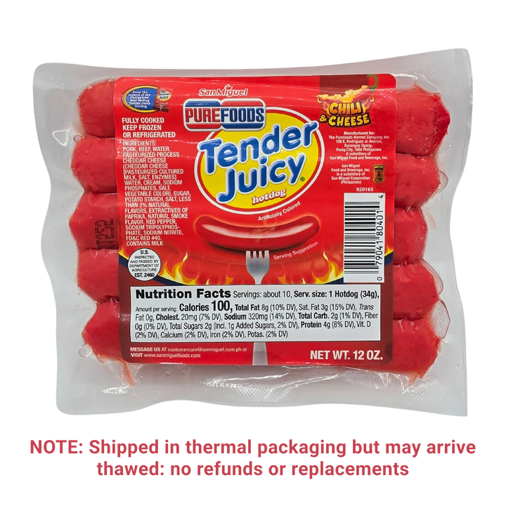 Purefoods Tender Juicy Hotdog Chili & Cheese - 12 oz