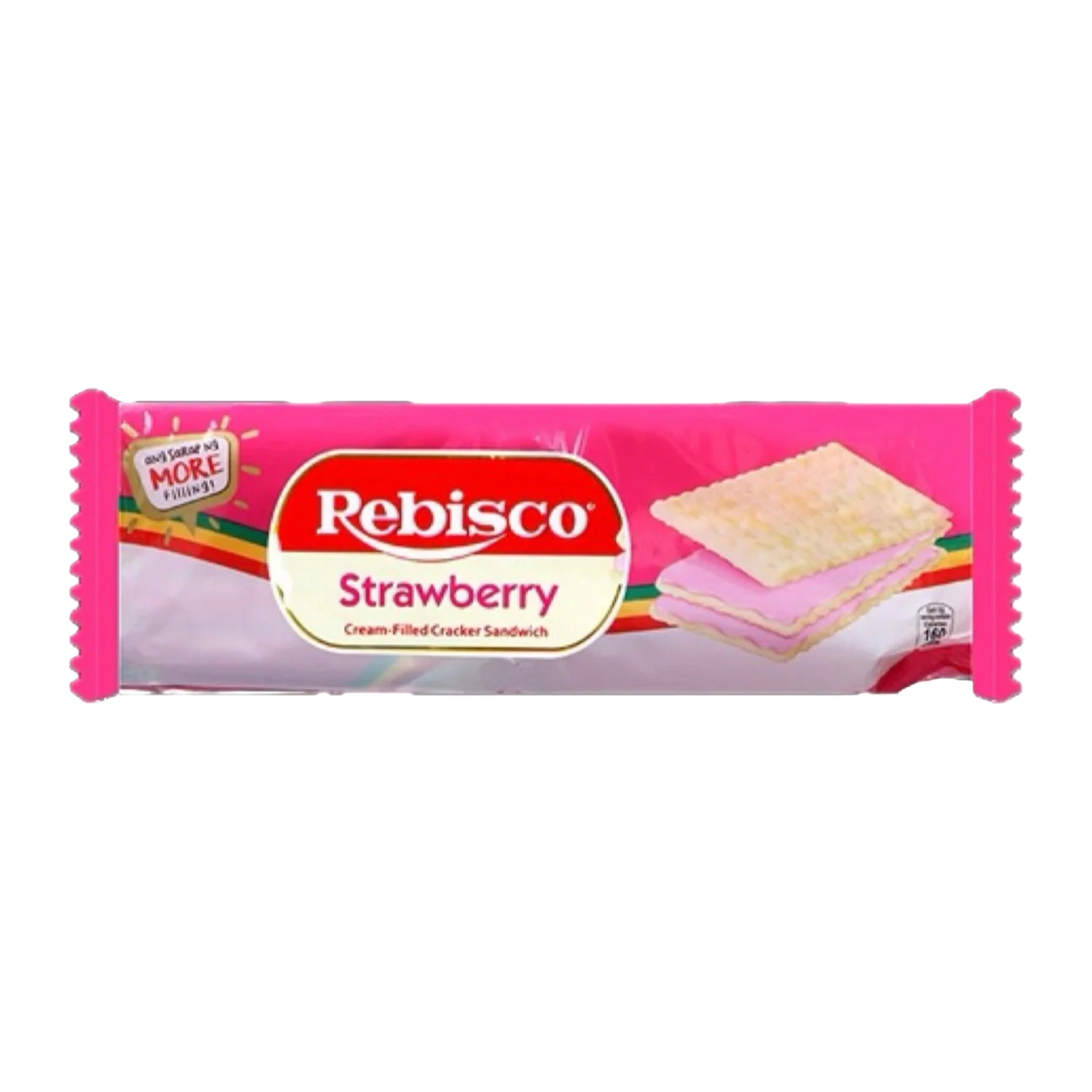 Rebisco Strawberry Cream-Filled Cracker Sandwich 10 pack x 32g - 320g on a transparent background