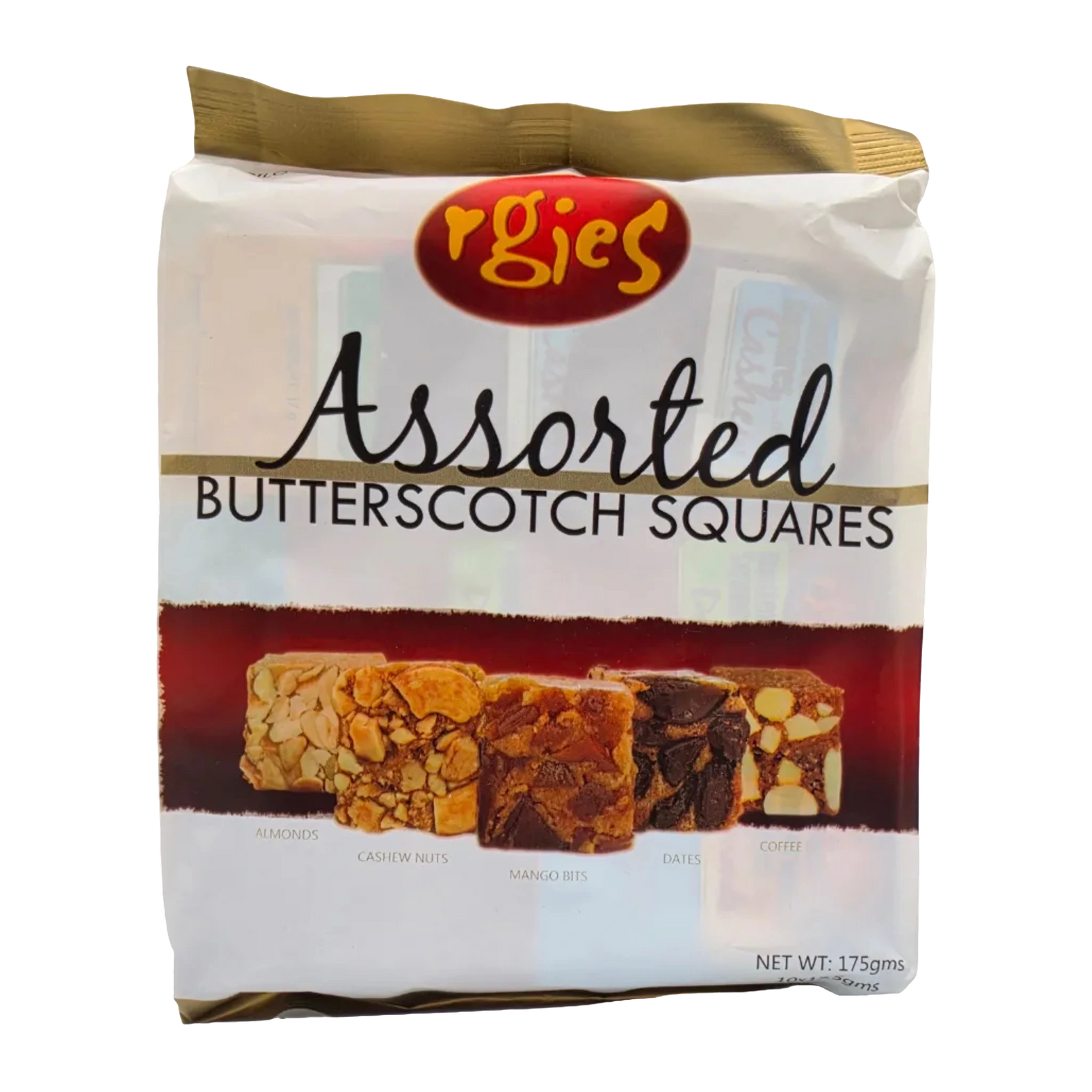 Rgies Assorted Butterscotch Squares 10x1.75g - 175g on a transparent background