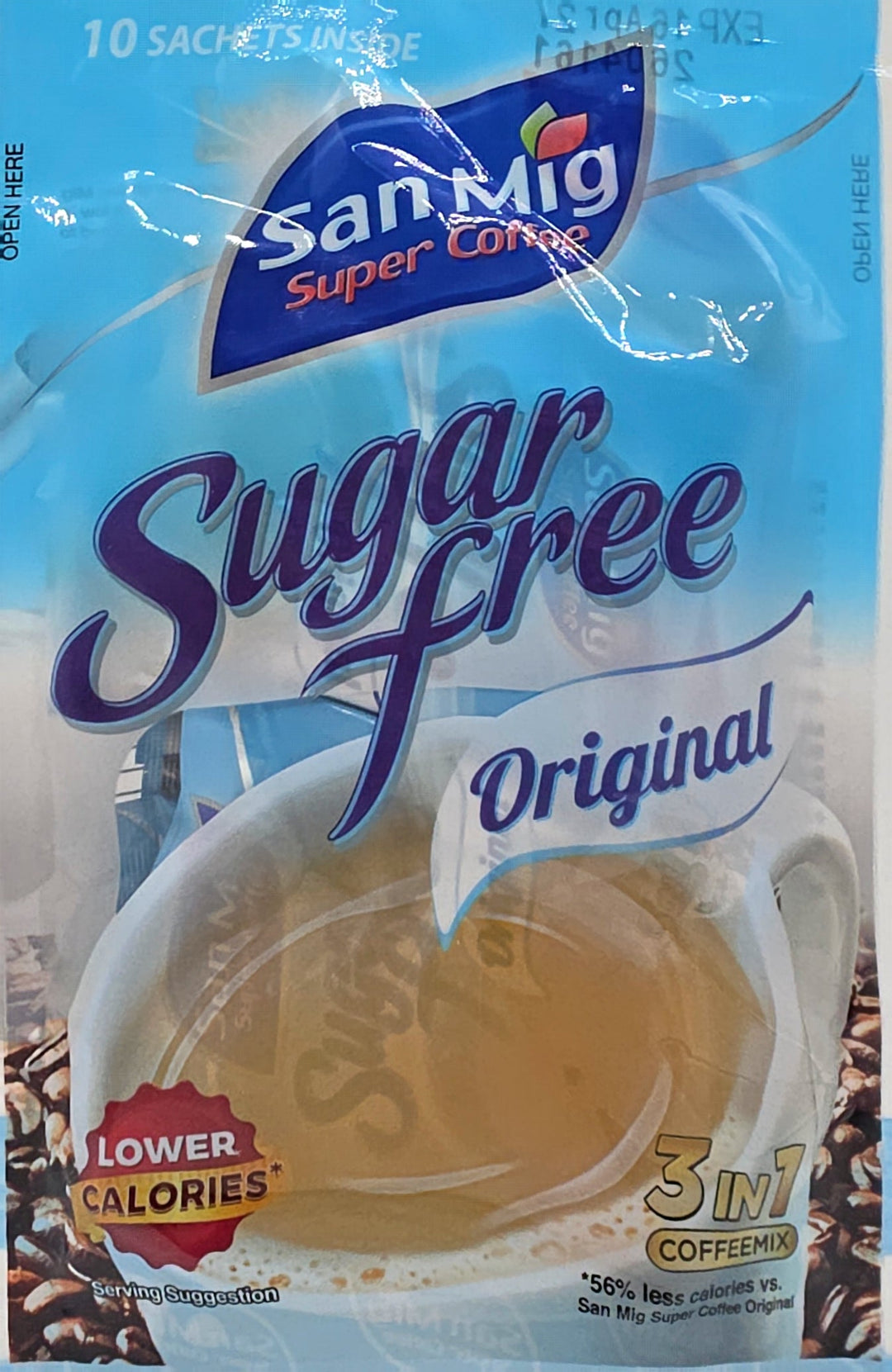 San Mig Super Coffee Sugar Free Original 3-in-1 Coffe Mix- 10 Sachets