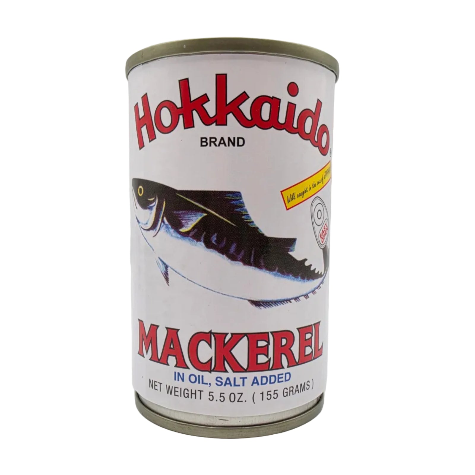 Can of Hokkaido Mackerel on a white background