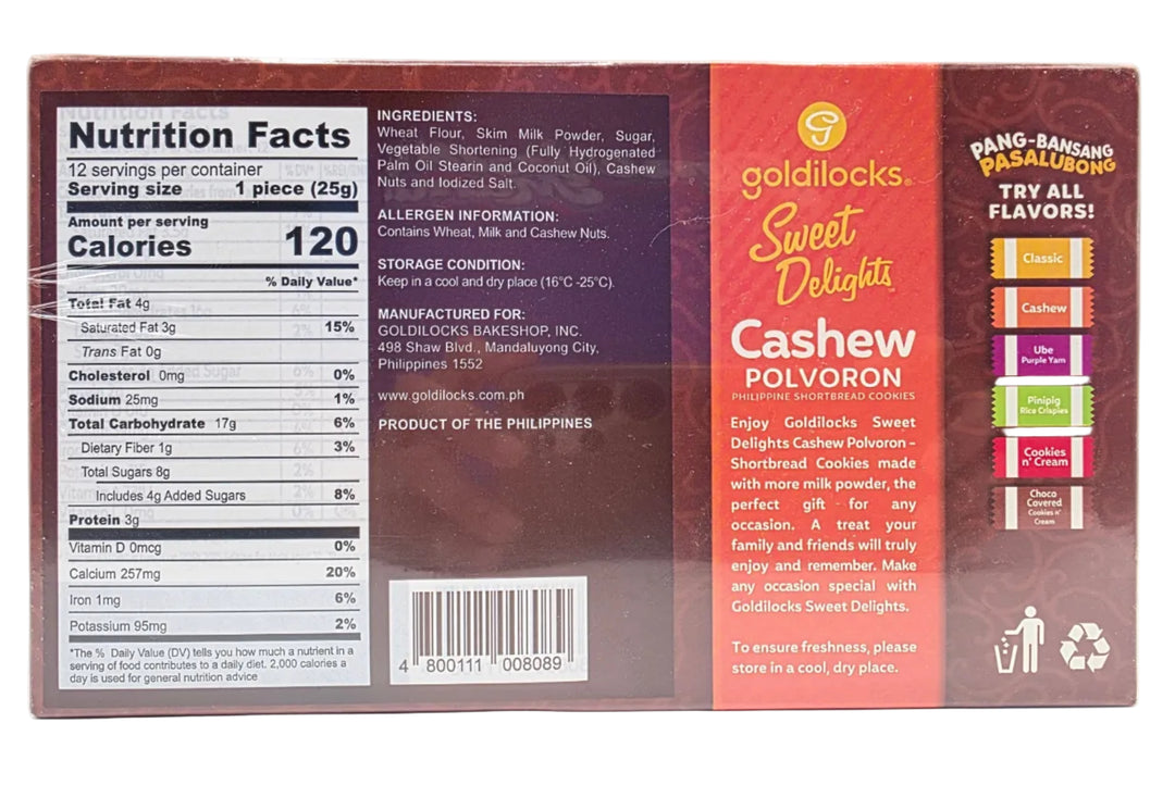 Goldilocks Sweet Delights Cashew Polvoron - 12x25g