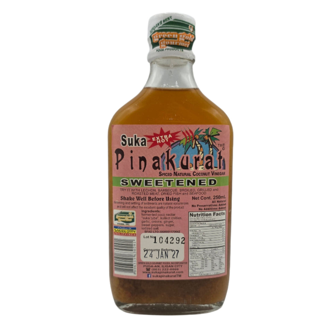 The Original - Suka Extra Hot Pinakurat (Spiced Natural Coconut Vinegar) Sweetened - 250ml