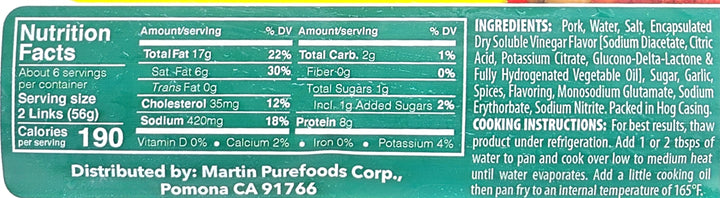 Martin Purefoods Pork Ilocano Brand Longanisa - 12oz