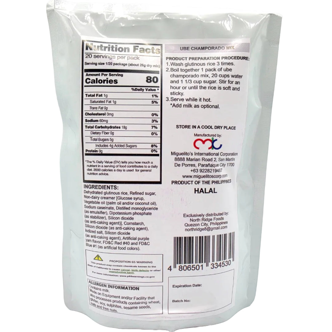 Back of a white package with nutritional information and ingredients on a white background